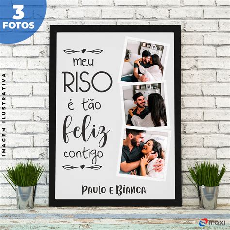 Quadro Dia Dos Namorados Moldura Meu Riso T O Feliz Contigo