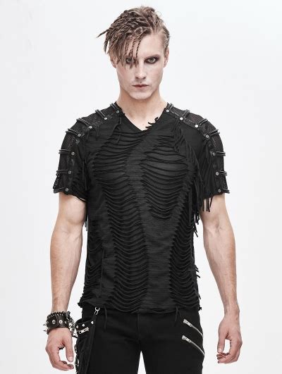 Black Gothic Punk Rock Short Sleeve T Shirt For Men Uk