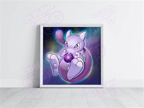 Chibi Mewtwo Pokemon Art Print Pokemon Wall Art Pokemon Ts Art For