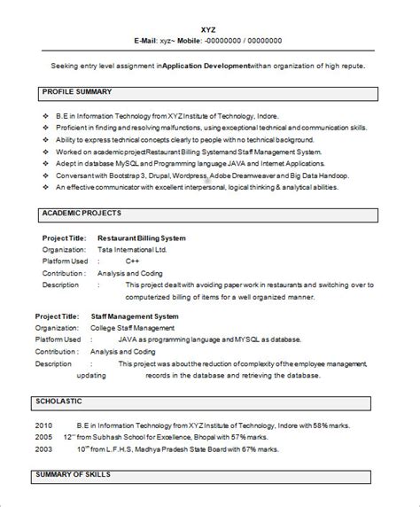 25 Resume Templates For Freshers Pdf Doc