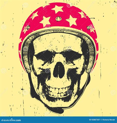 Skull With Helmet Hand Drawn Illustration Stock Vector Illustration