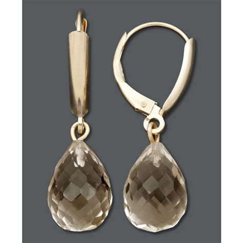 Hue Smokey Topaz Drop Earrings In Gold Lyst