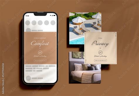 Smartphone With Screen Set Mockup Stock Template Adobe Stock