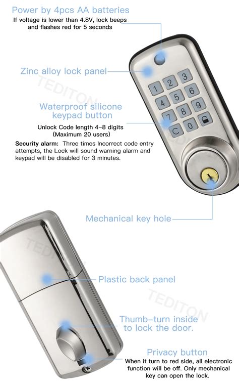 Tediton Günstige Elektronische Passwort Tastatur Riegel Keyless