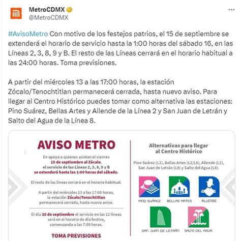 Metro De Cdmx Horarios Y Estaciones Cerradas Por Festejos Del 15 De Septiembre Infobae