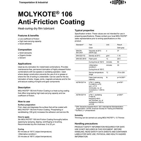 Molykote 106 Anti Friction Coating By Dupont Dow Corning Malaysia Supplier