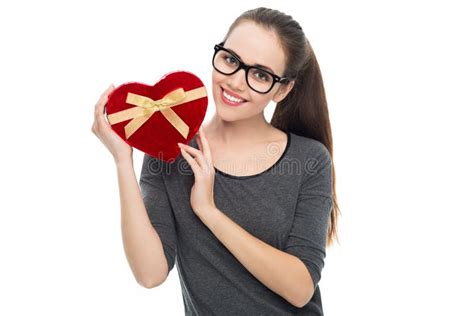 Man Holding Heart Shaped Box And Flowers Stock Photo Image Of Nature