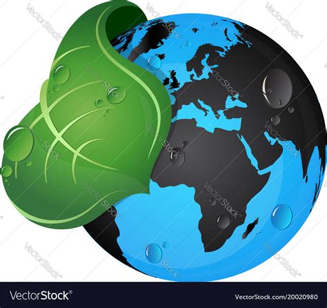 Earth And Green Leaf Royalty Free Vector Image