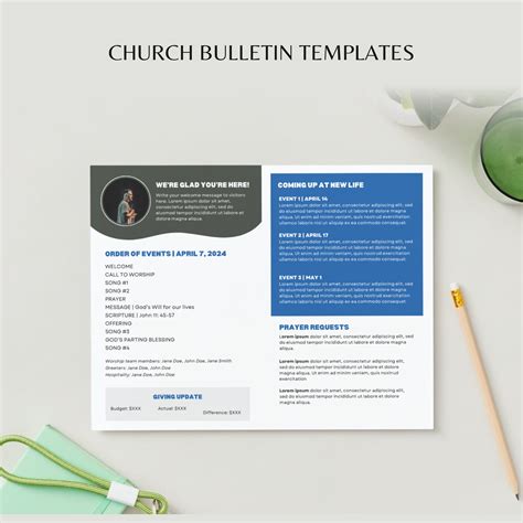 Church Bulletin Template Canva Church Bulletin Template Editable Bulletin Template Modern