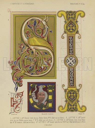 Decorated initials from medieval manuscripts stock image | Look and Learn