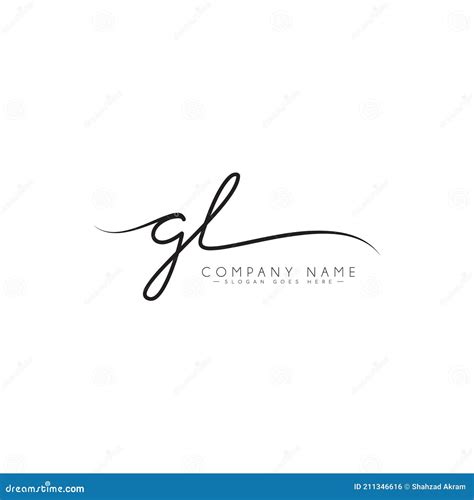 Initial Letter GL Logo Handwritten Signature Style Stock Vector