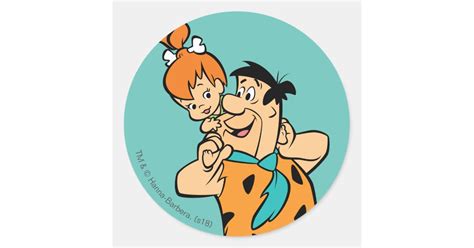 The Flintstones | Fred & Pebbles Flintstone Classic Round Sticker ...