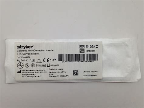 Stryker E1034c Colorado Microdissection Needle 4in Curved Sleeve 1cm