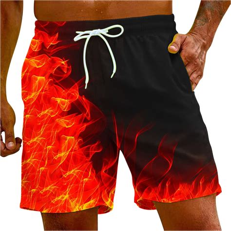 Vsssj Mens Quick Dry Swim Trunks Loose Fit Cozy Fashion D Flame