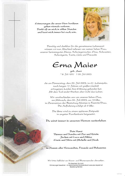 Parte für Erna Maier geb Auer pax requiem