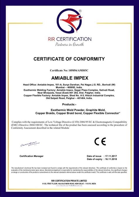 Exothermic Welding Manufacturer - Exothermic Welding Certificate