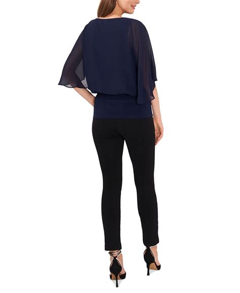 Msk Petite Embellished Chiffon Overlay Top Macys