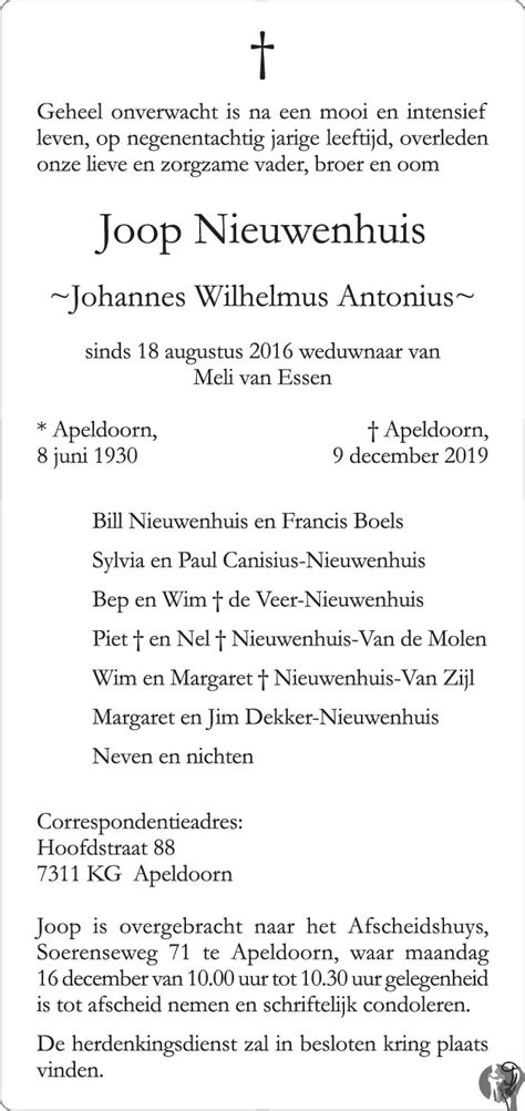 Johannes Wilhelmus Antonius Joop Nieuwenhuis 09 12 2019