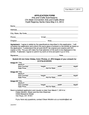 Fillable Online Chistateca Application Form Chi State Arts And Crafts