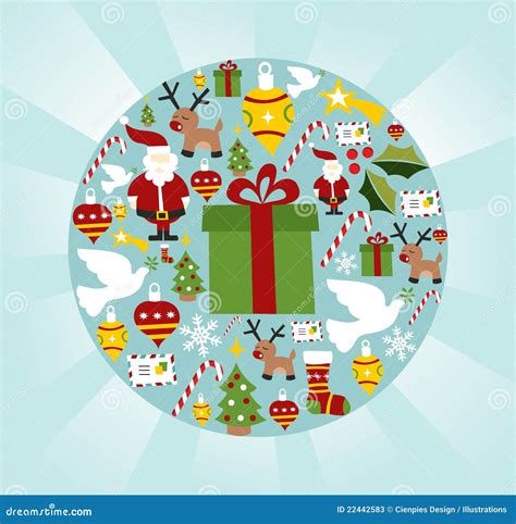 Christmas Icon Set In Circle Shape Stock Photos - Image: 22442583