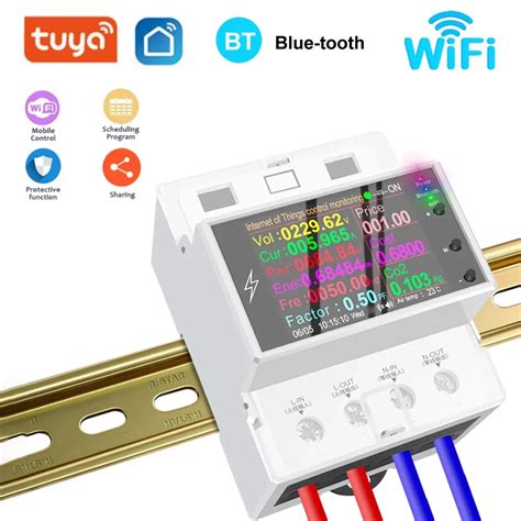 AT4PW 100A Tuya WIFI Din Rail Smart Switch Remote Control AC 220V 110V