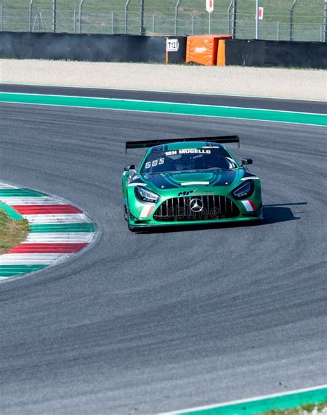 Mercedes AMG Gt Race Car Action On Racetrack Turn Editorial Image