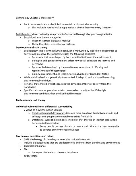 Criminology Chapter Trait Theory Criminology Chapter Trait Theory