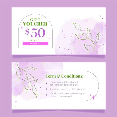 Premium Vector Voucher Template With Abstract Floral Watercolor