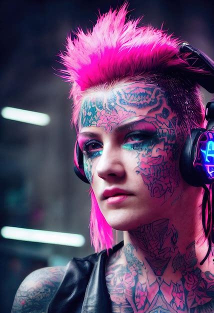 Premium Ai Image Realistic Portrait Of A Fictional Punk Girl With