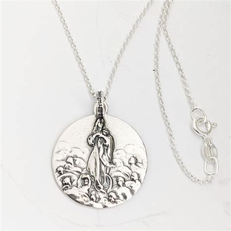 Mary Magdalene Carried By Angels 23mm Sterling Siilver 18 Inch