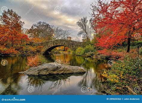 Gapstow Bridge in Central Park,autumn Stock Photo - Image of late ...