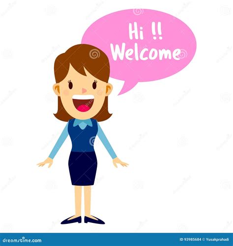 Business Woman Welcoming Guest With A Smile Stock Vector Illustration