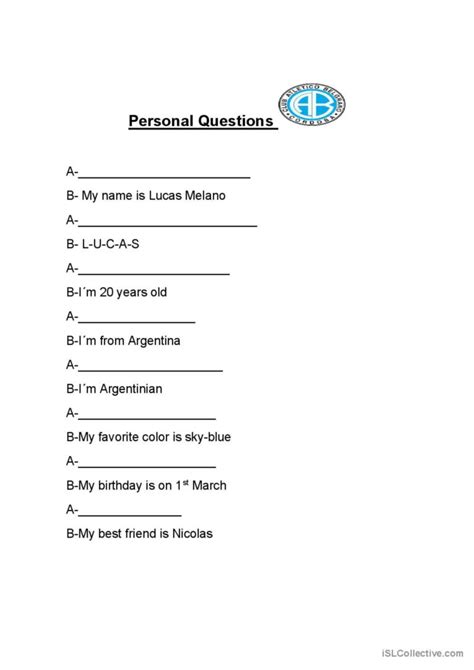 Personal Questions English Esl Worksheets Pdf And Doc