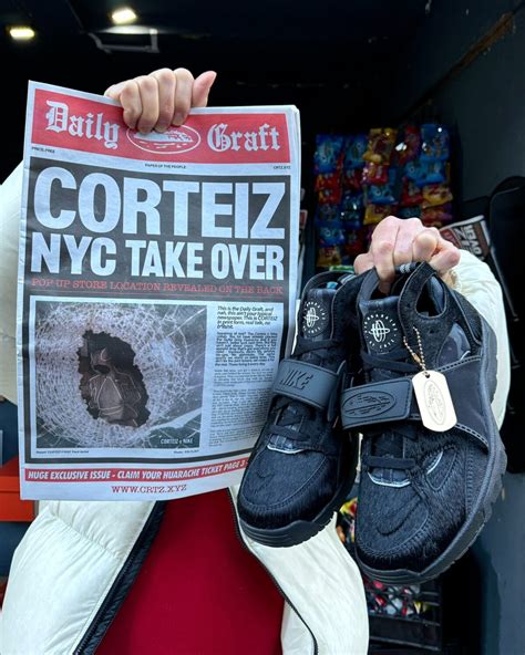 Corteiz X Nike Air Trainer Huarache Black Pony Hair Nice Kicks