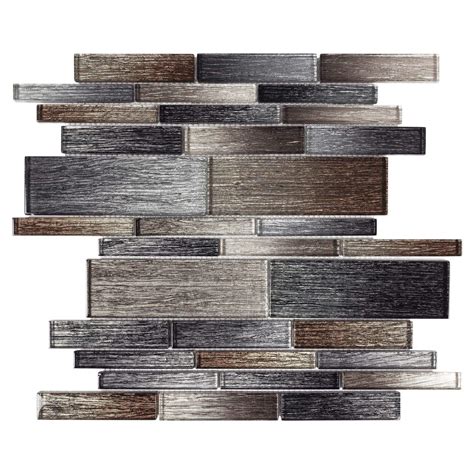 Mtow0010 Modern Brown Grey Metallic Multi Size Linear Glass Mosaic Tile Sample Swatch Mosaic