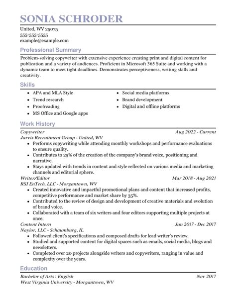 Best Copywriter Resume Examples In