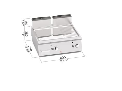 Smooth Grooved Gas Griddle Compound Commercial Kitchens