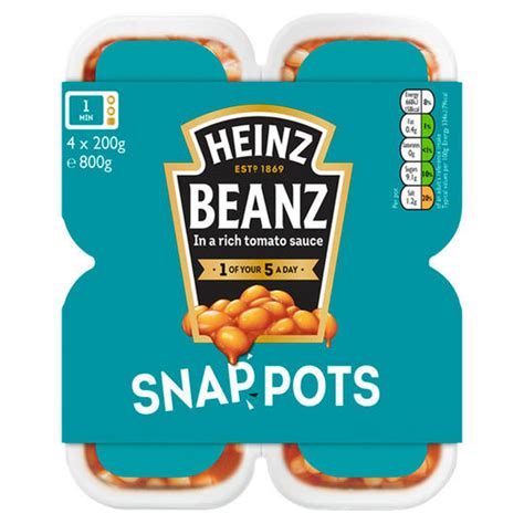 Heinz Baked Beanz Snap Pots 4 X 200g Tinned Beans Spaghetti And Pasta