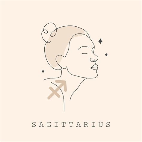 Signo del zodiaco Sagitario Dibujo de una línea Icono astrológico con