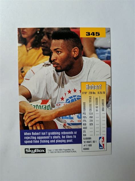 1992 93 SkyBox Robert Horry Rookie Houston Rockets 345 EBay