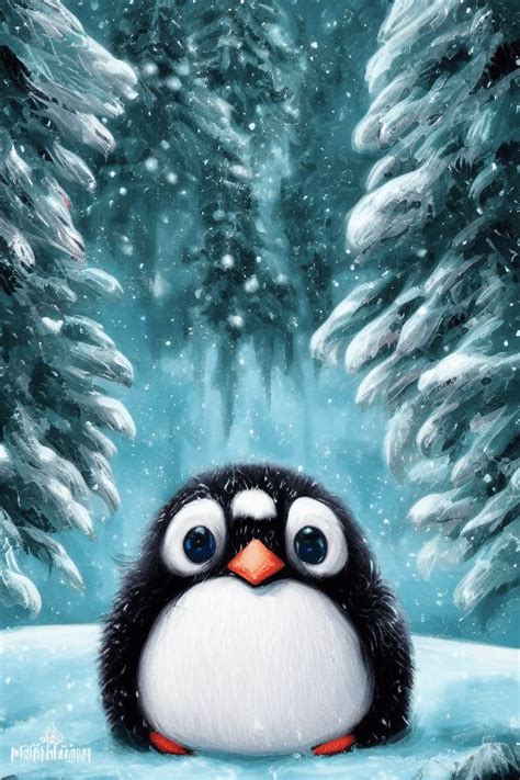 Kawaii Fluffy Pinguin Graphic Creative Fabrica In Cute Art