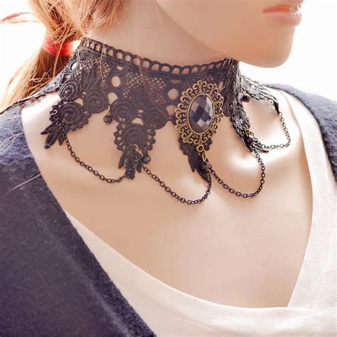 Gothic Choker Necklaces Gothic Vintage Lace Necklaces And Pendants Women