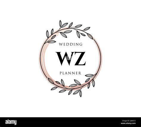 WZ Initials letra Boda monograma colección logotipos mano dibujado