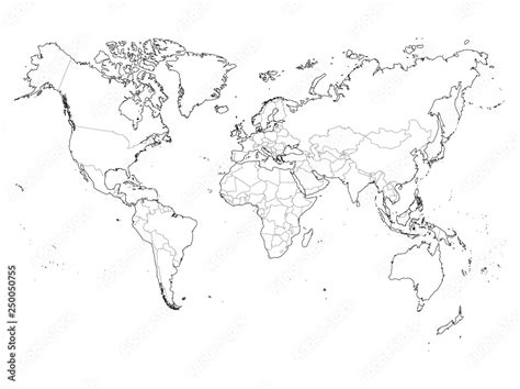 Blank outline map of World. Vector illustration Stock Vector | Adobe Stock