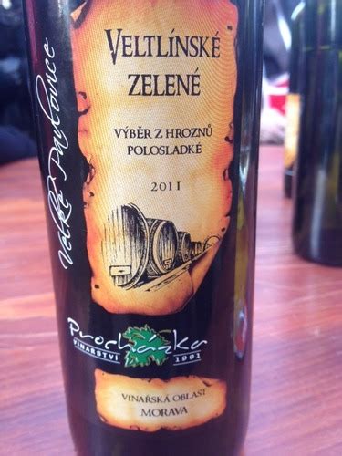 Prochazka Veltlínské Zelené Výběr Z Hroznů Polosladké Vivino US