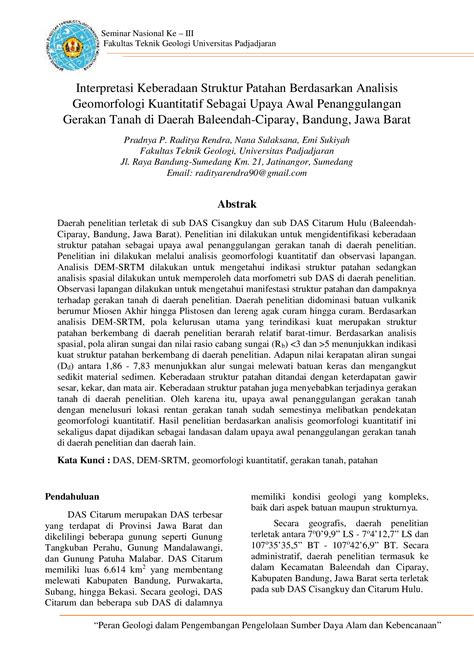 PDF Interpretasi Keberadaan Struktur Patahan Berdasarkan Seminar
