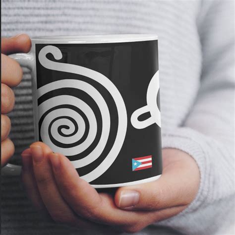 Taino Mug Black White Mug Boriken Taino Petroglifos Coqui Taino