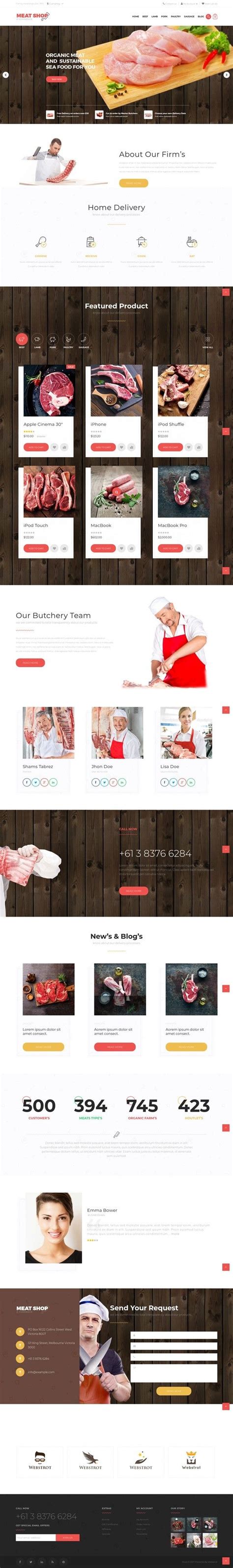 Butcher Meat Shop ECommerce OpenCart Template Opencart Templates