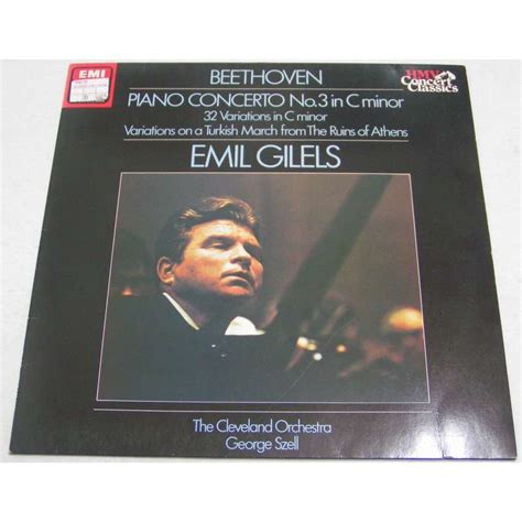 Beethoven Piano Concerto No 3 By Emil Gilels Cleveland Orchestra George Szell Lp With