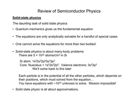 Review of Semiconductor Physics